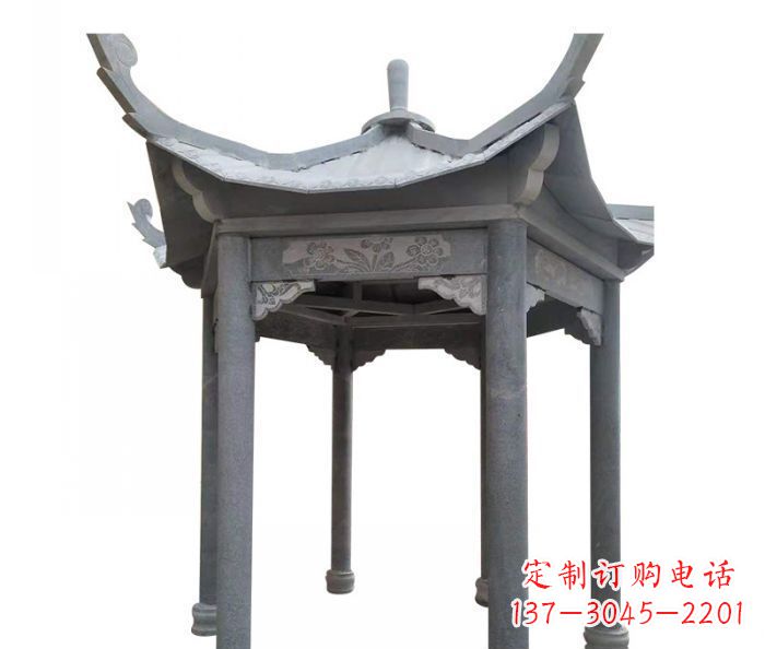 内蒙古园林景观仿古石雕凉亭 (3)