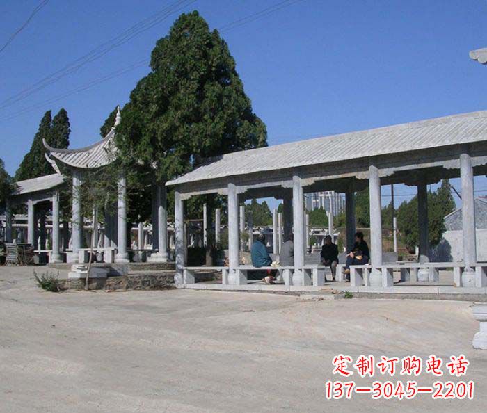 内蒙古园林景观仿古石雕长廊凉亭 (2)