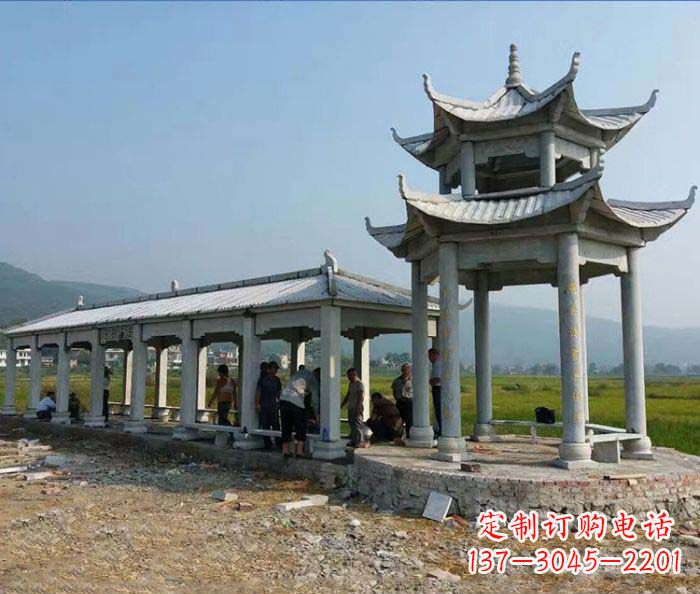 内蒙古园林景观仿古石雕长廊凉亭