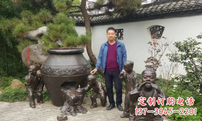 内蒙古园林司马光砸缸铜雕 (2)
