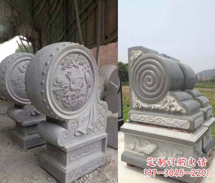 内蒙古招财抱鼓石大理石门墩