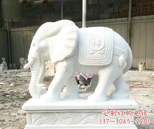 内蒙古招财动物汉白玉大象石雕 (3)