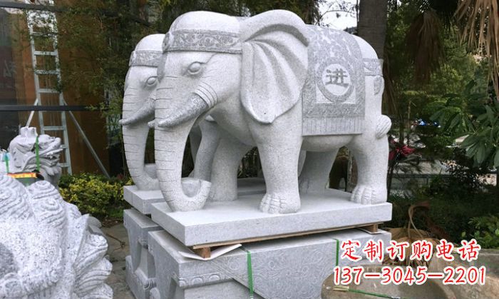 内蒙古招财进宝大理石门口大象雕塑