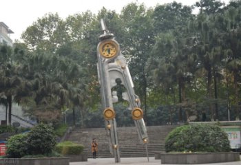 内蒙古圆规雕塑-不锈钢广场创意圆规雕塑